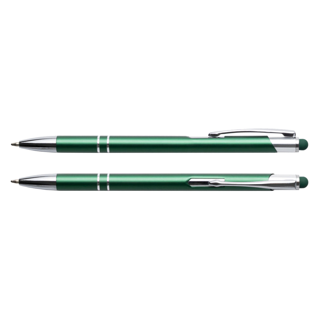 Ciemny zielony cienki długopis metalowy Bello Touch Pen z grawerem laserowym logo firmy, personalizowany gadżet reklamowy B2B, B2C producent PENS4U Żary