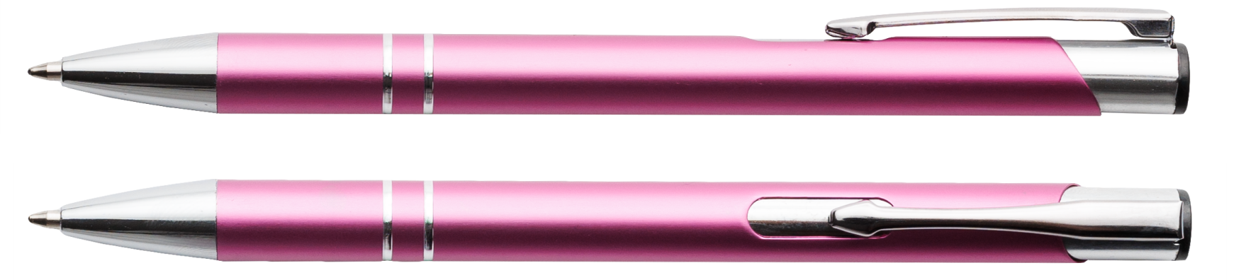 Różowy matowy długopis metalowy Cosmo z grawerem laserowym logo firmy, personalizowany gadżet reklamowy B2B, B2C producent PENS4U Żary