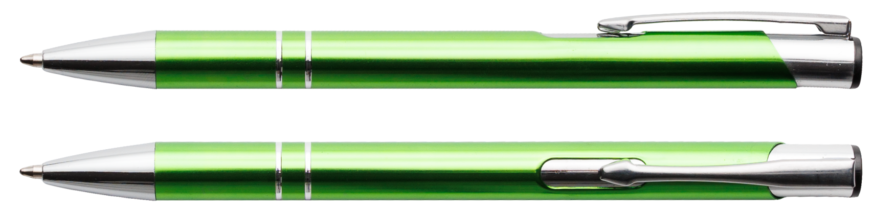 Jasny zielony długopis metalowy Cosmo z grawerem laserowym logo firmy, personalizowany gadżet reklamowy B2B, B2C producent PENS4U Żary